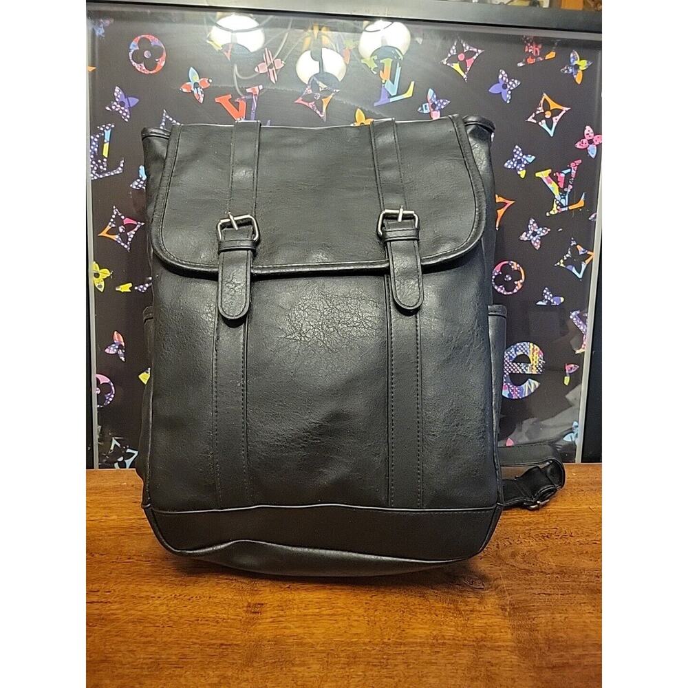 Jackson Corp Black Backpack Laptop Bookbag Leather